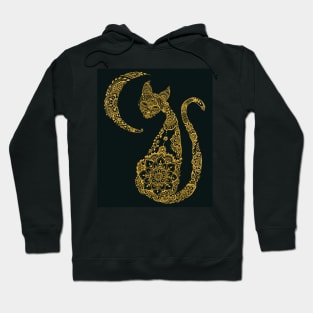 Cat and Moon - Gold Hoodie